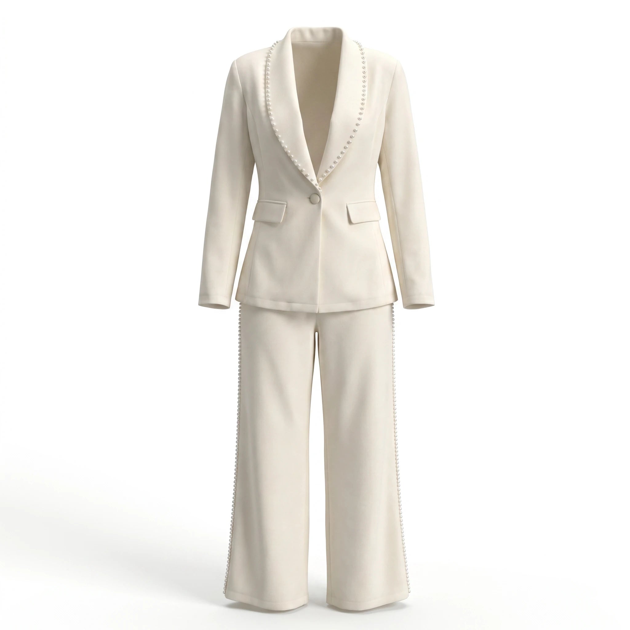 Pearl-Trim Blazer Set WHD0605178-S-250443