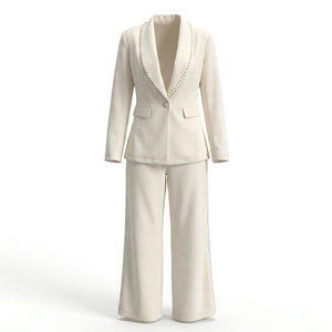 Pearl-Trim Blazer Set WHD0605178-S-250443