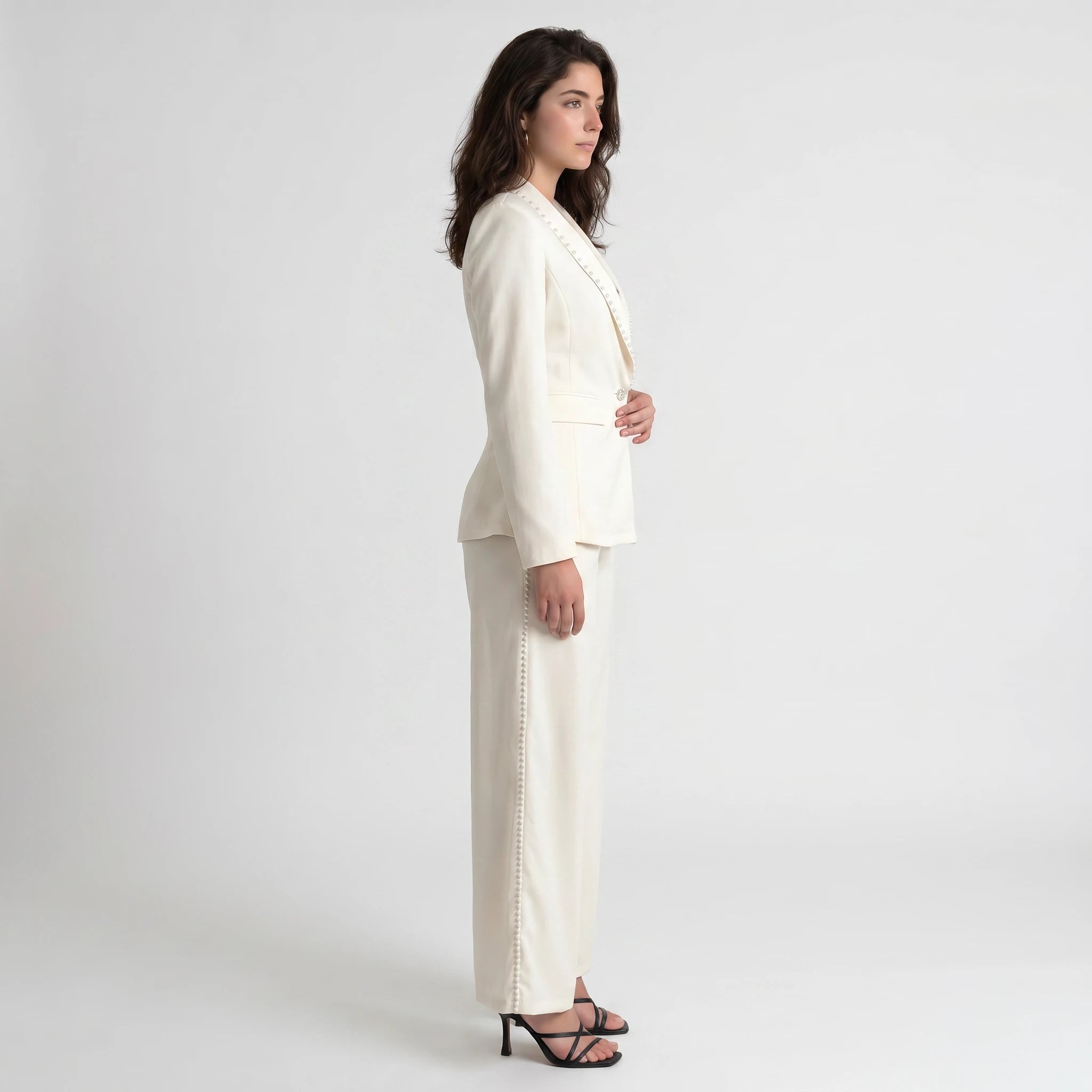 Pearl-Trim Blazer Set WHD0605178-S-250443