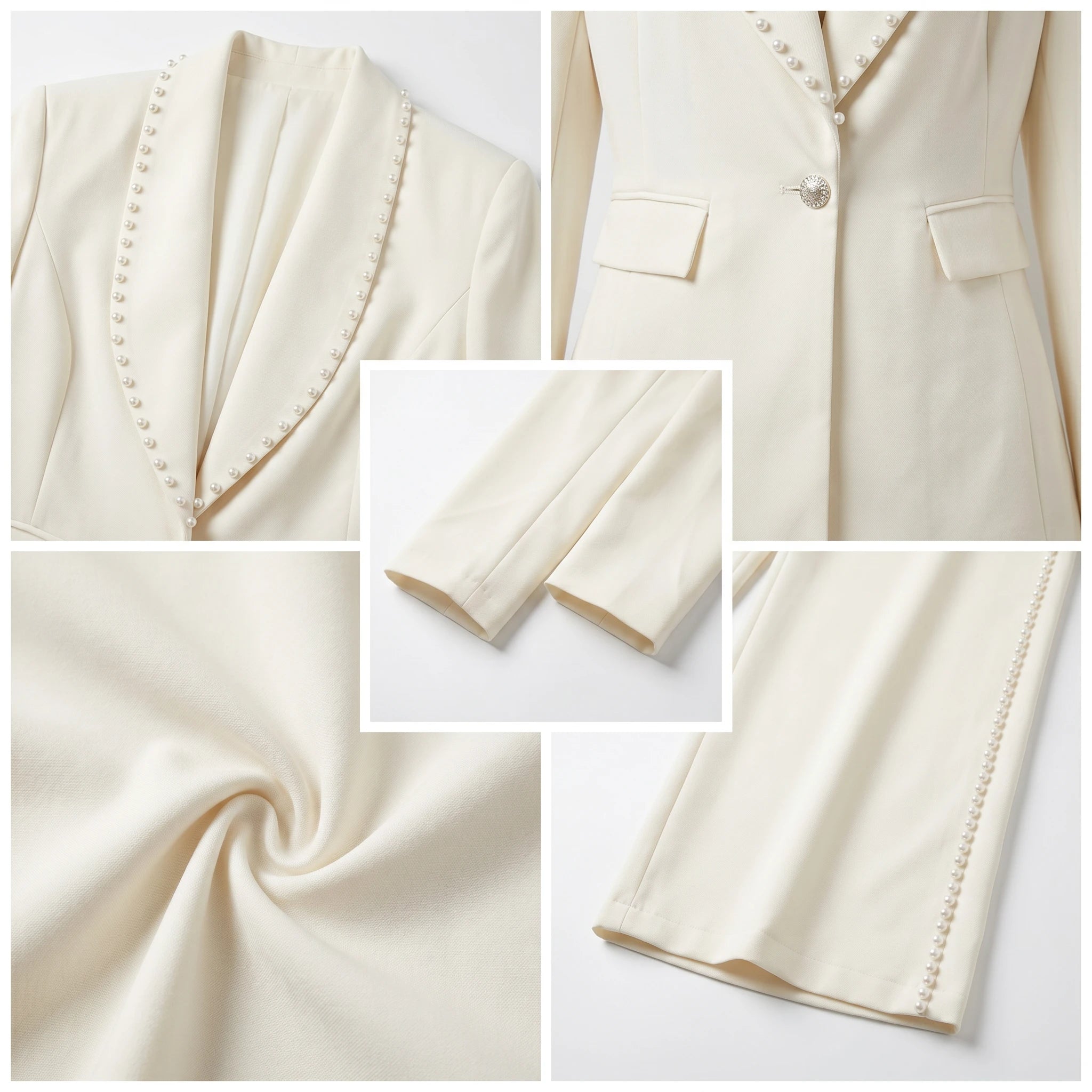 Pearl-Trim Blazer Set WHD0605178-S-250443
