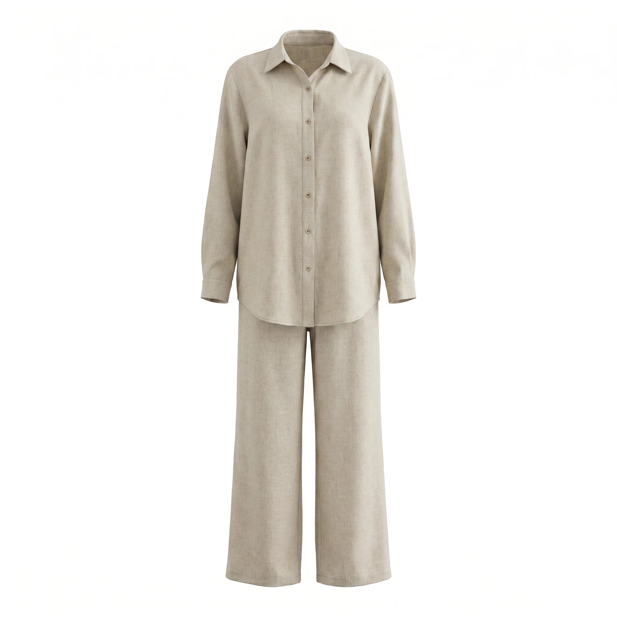 Linen-Look Shirt Pants Set WHD0605180-S-251190