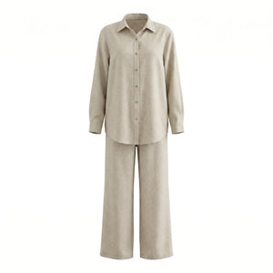 Linen-Look Shirt Pants Set WHD0605180-S-251190