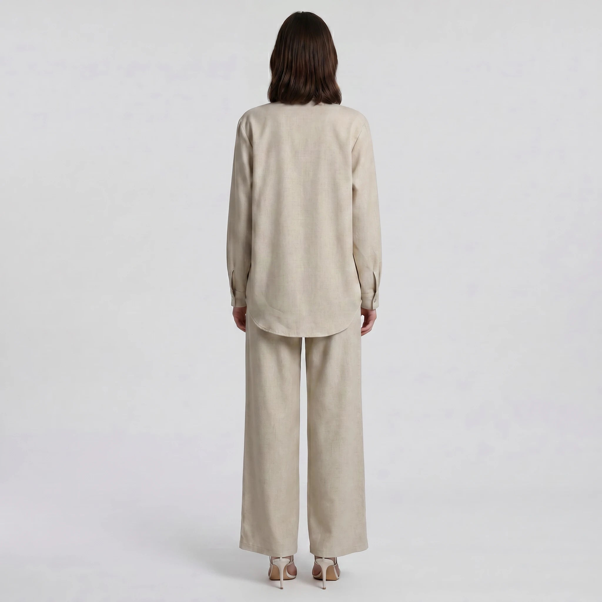 Linen-Look Shirt Pants Set WHD0605180-S-251190
