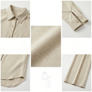 Linen-Look Shirt Pants Set WHD0605180-S-251190