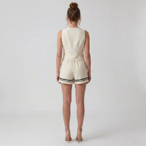 Ricrac Trim Vest Shorts Set WHD0605181-S-2507114