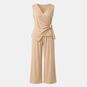Wrap Buckle Wide Leg Jumpsuit WHD0605182-LF2537