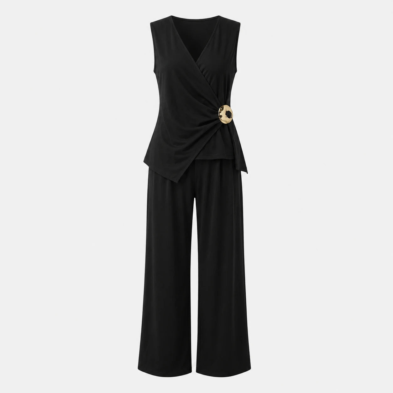 Wrap Buckle Wide Leg Jumpsuit WHD0605182-LF2537