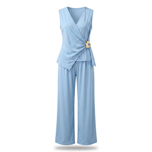 Wrap Buckle Wide Leg Jumpsuit WHD0605182-LF2537