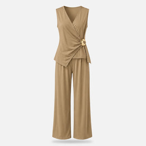 Wrap Buckle Wide Leg Jumpsuit WHD0605182-LF2537