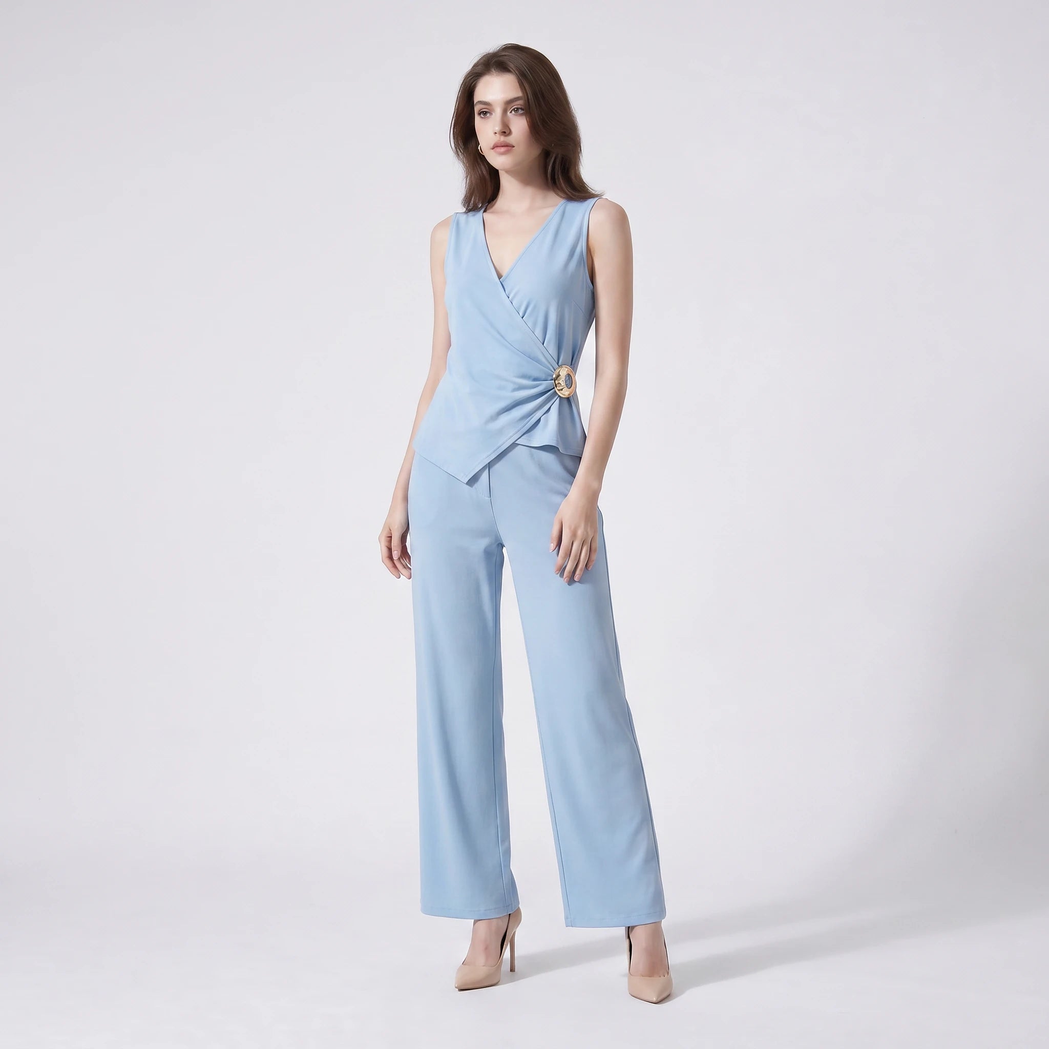 Wrap Buckle Wide Leg Jumpsuit WHD0605182-LF2537