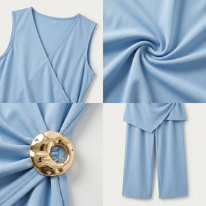 Wrap Buckle Wide Leg Jumpsuit WHD0605182-LF2537