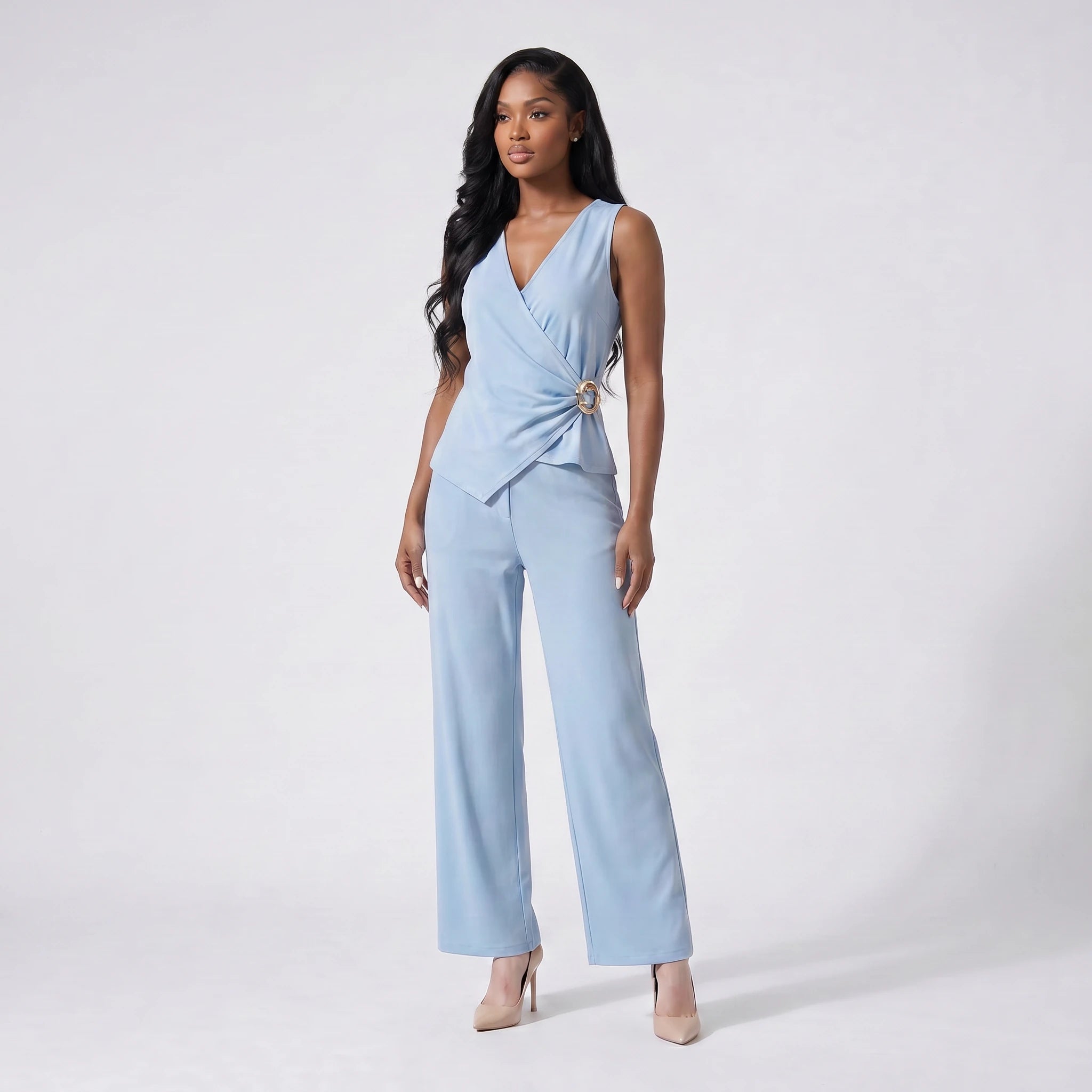 Wrap Buckle Wide Leg Jumpsuit WHD0605182-LF2537