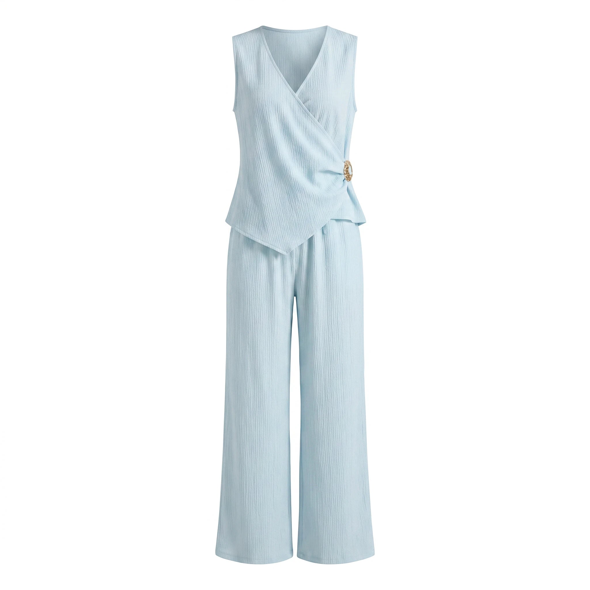 Textured Wrap Pants Set WHD0605182-S-251117