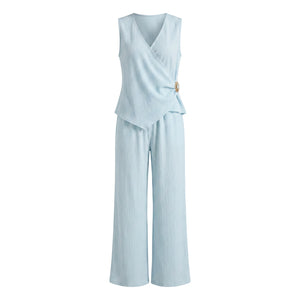 Textured Wrap Pants Set WHD0605182-S-251117