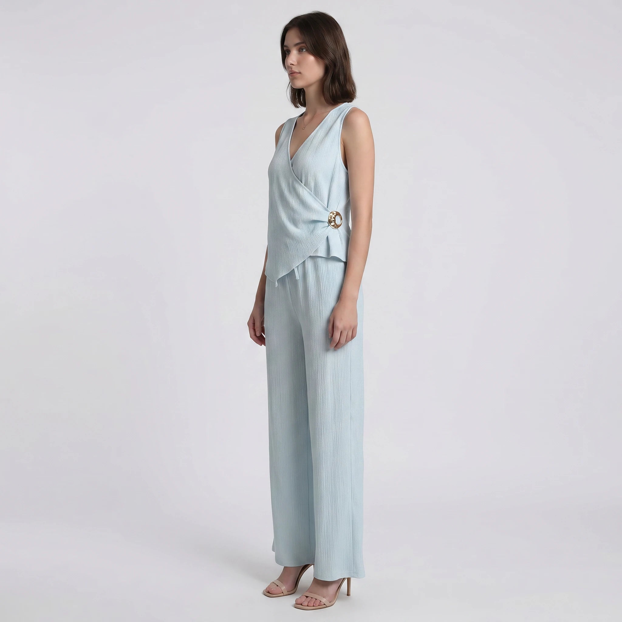 Textured Wrap Pants Set WHD0605182-S-251117