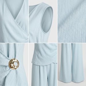 Textured Wrap Pants Set WHD0605182-S-251117