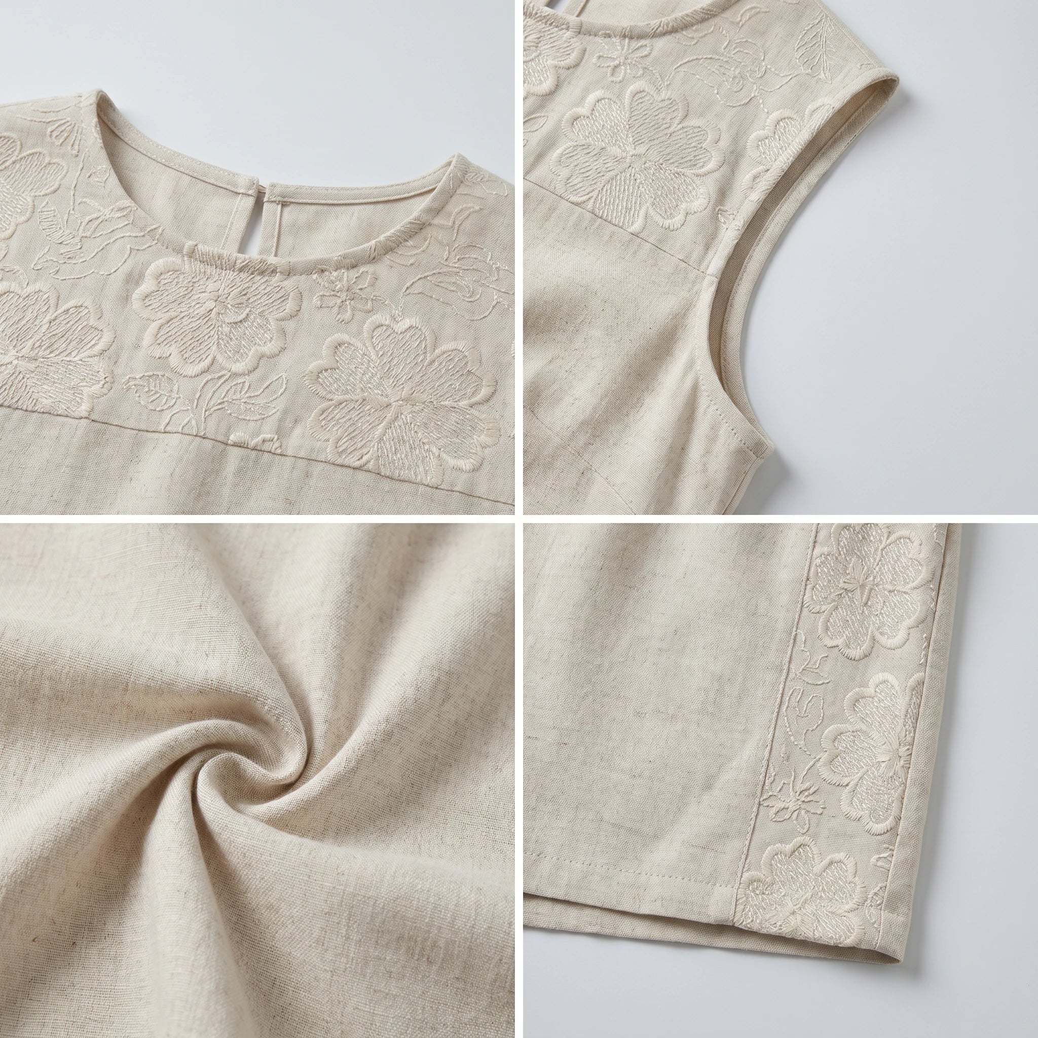 Embroidered Linen-Look Short Set WHD0605183-S-251154