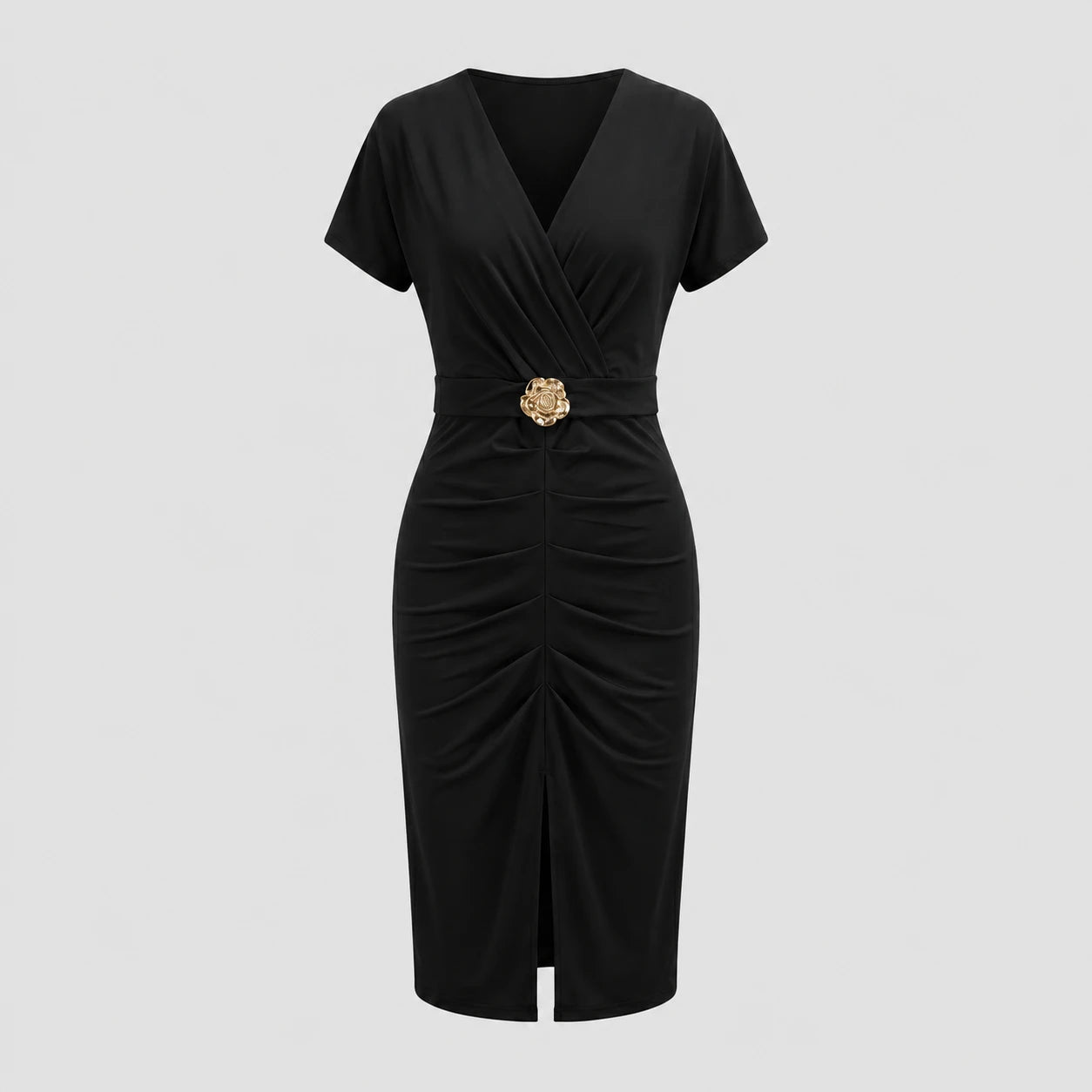 Ruched Buckle Midi Dress WHD0605184-LF2534
