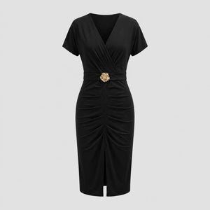 Ruched Buckle Midi Dress WHD0605184-LF2534