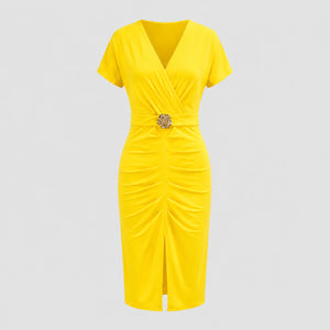 Ruched Buckle Midi Dress WHD0605184-LF2534