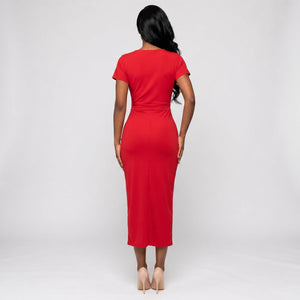 Ruched Buckle Midi Dress WHD0605184-LF2534