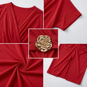 Ruched Buckle Midi Dress WHD0605184-LF2534