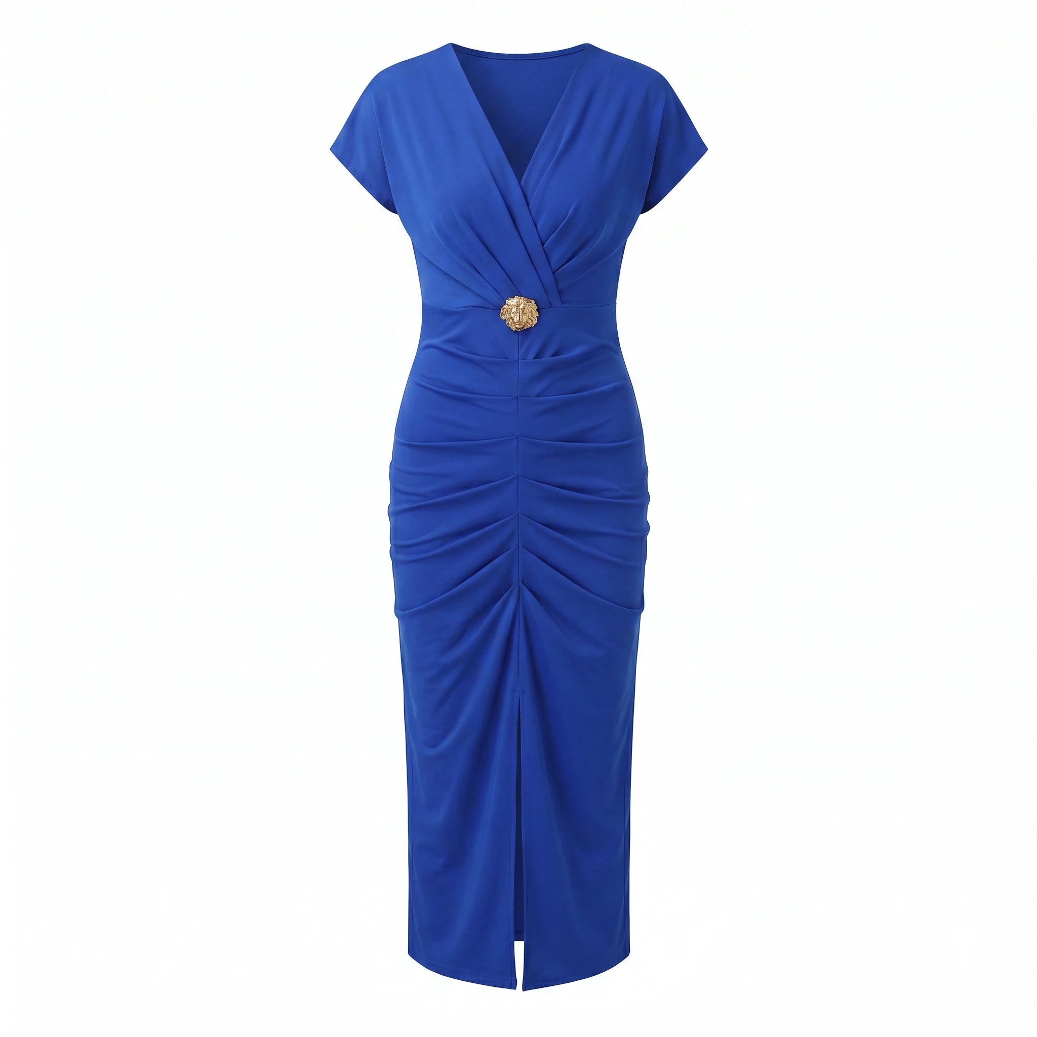 Ruched V-Neck Midi Dress WHD0605184-S-251118