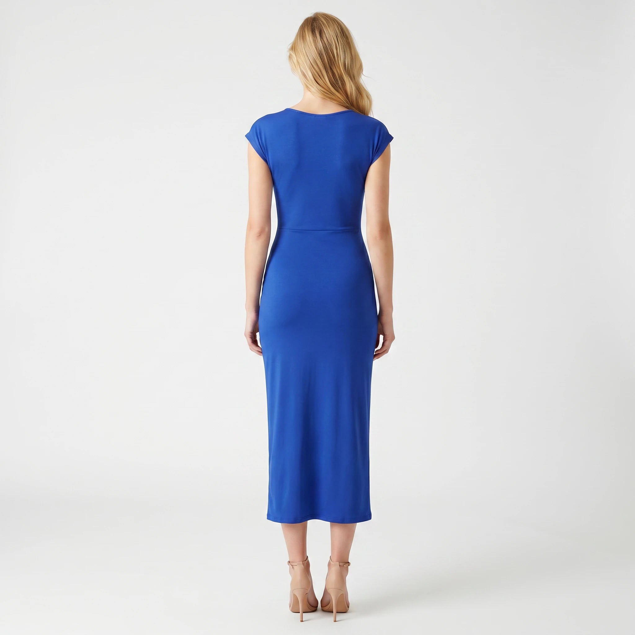 Ruched V-Neck Midi Dress WHD0605184-S-251118