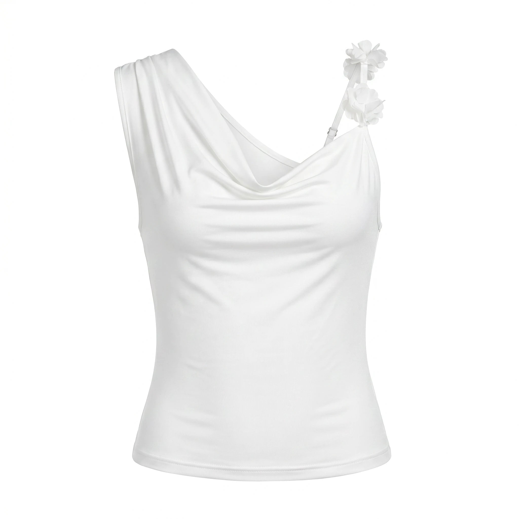 One-Shoulder Floral Applique Top WHD0605186-S-260108
