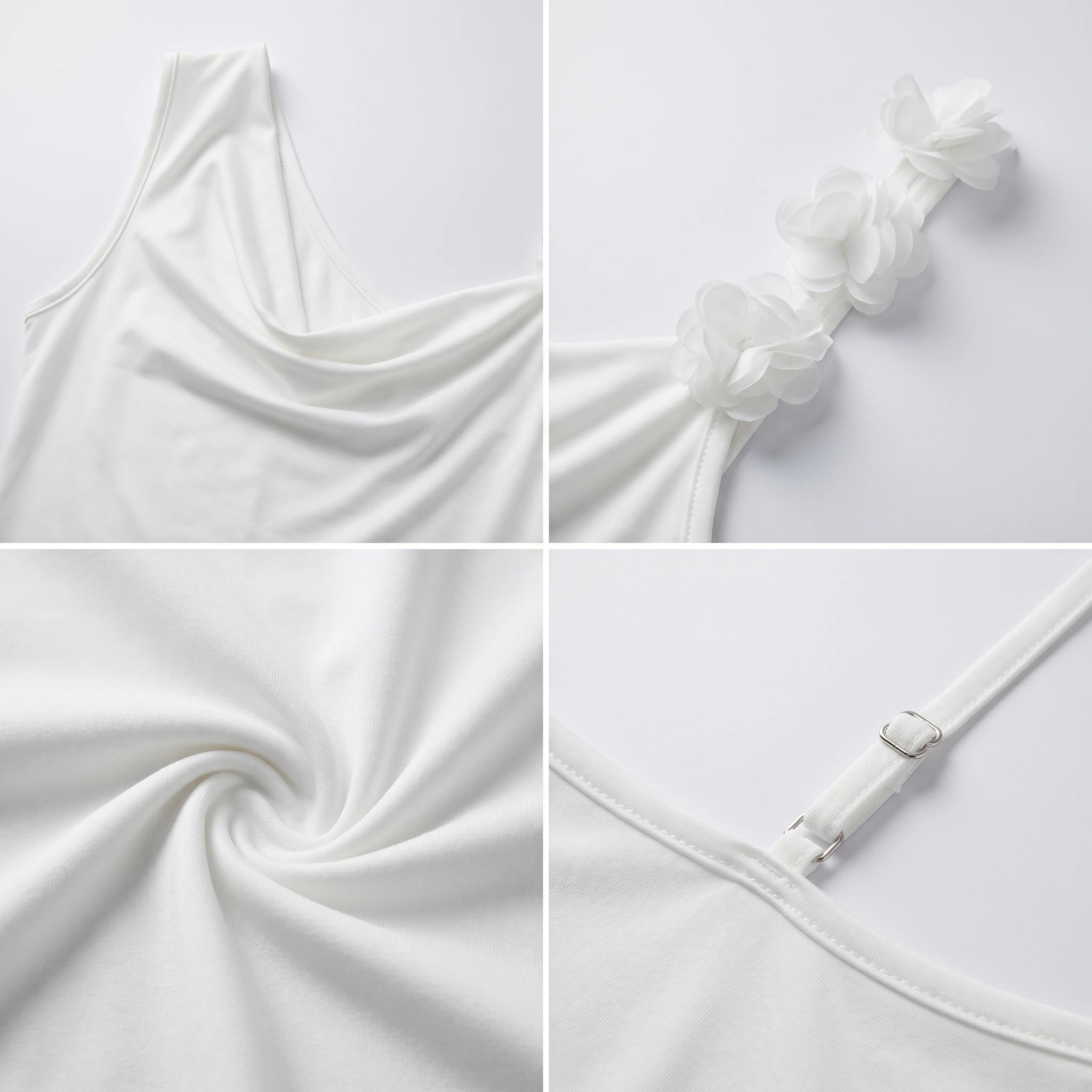 One-Shoulder Floral Applique Top WHD0605186-S-260108