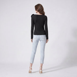 Asymmetric Rosette Long Sleeve Top WHD0605187-S-26012125