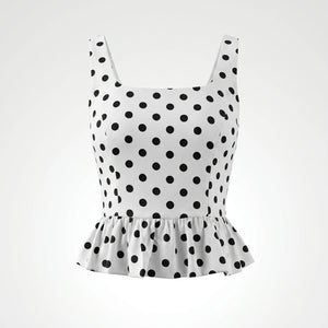 Polka Dot Peplum Top WHD0605188-S-26012127