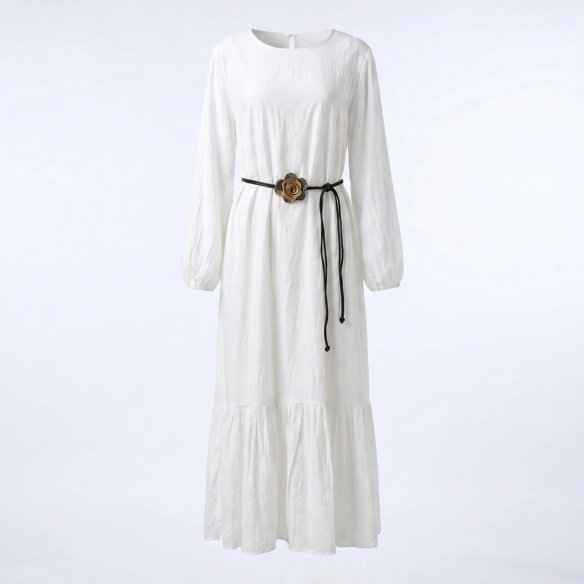 Belted White Shirt Dress WHD0605189-S-260128