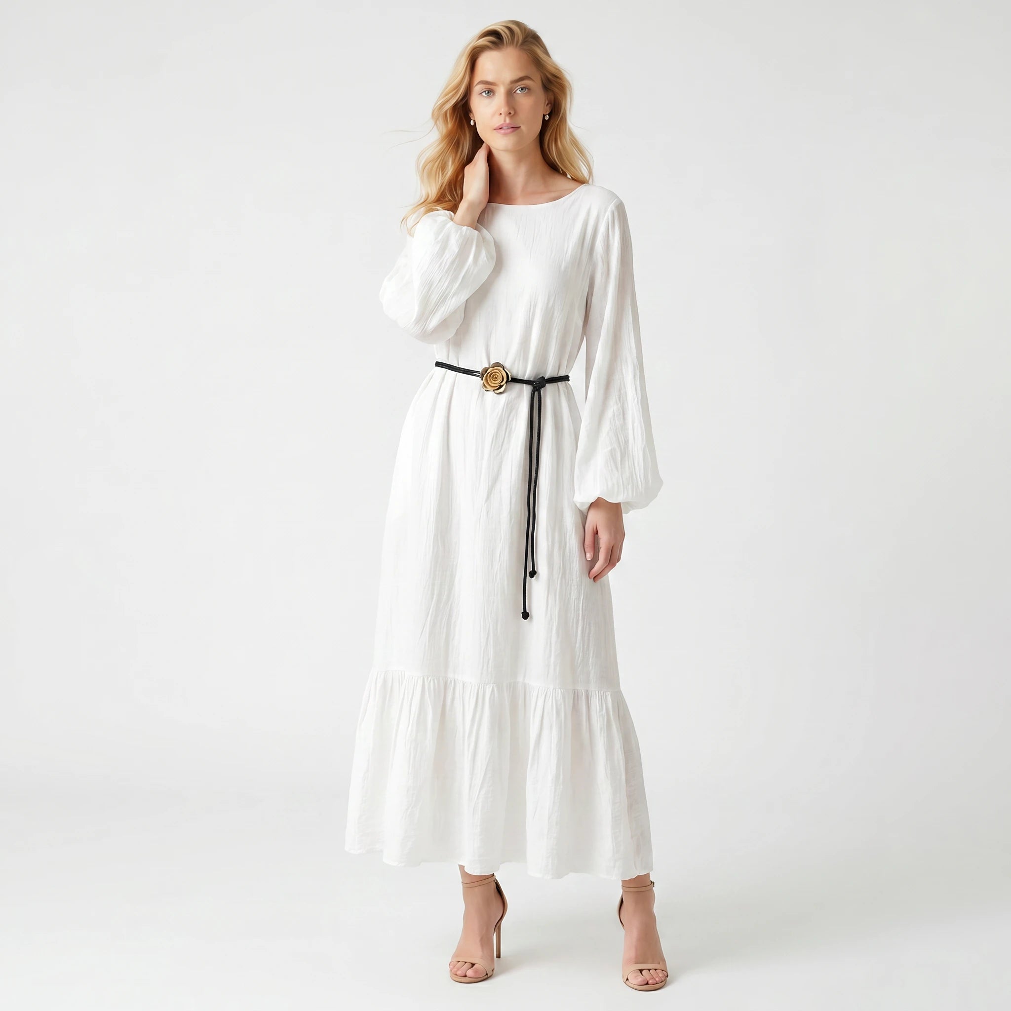 Belted White Shirt Dress WHD0605189-S-260128
