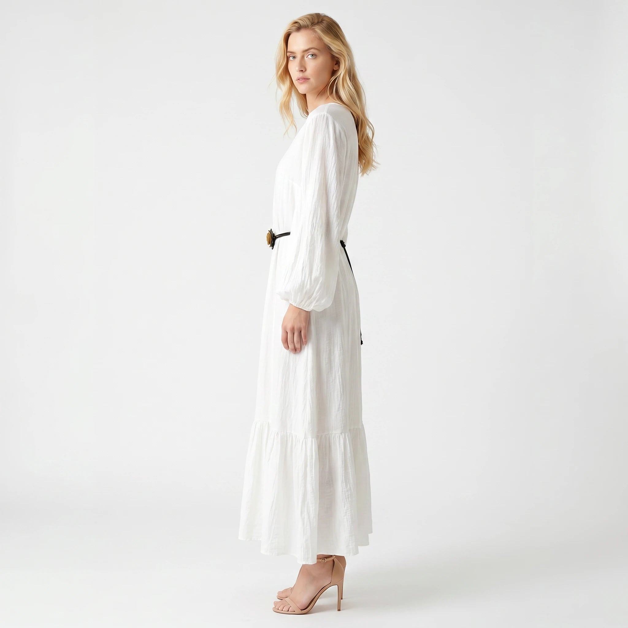 Belted White Shirt Dress WHD0605189-S-260128