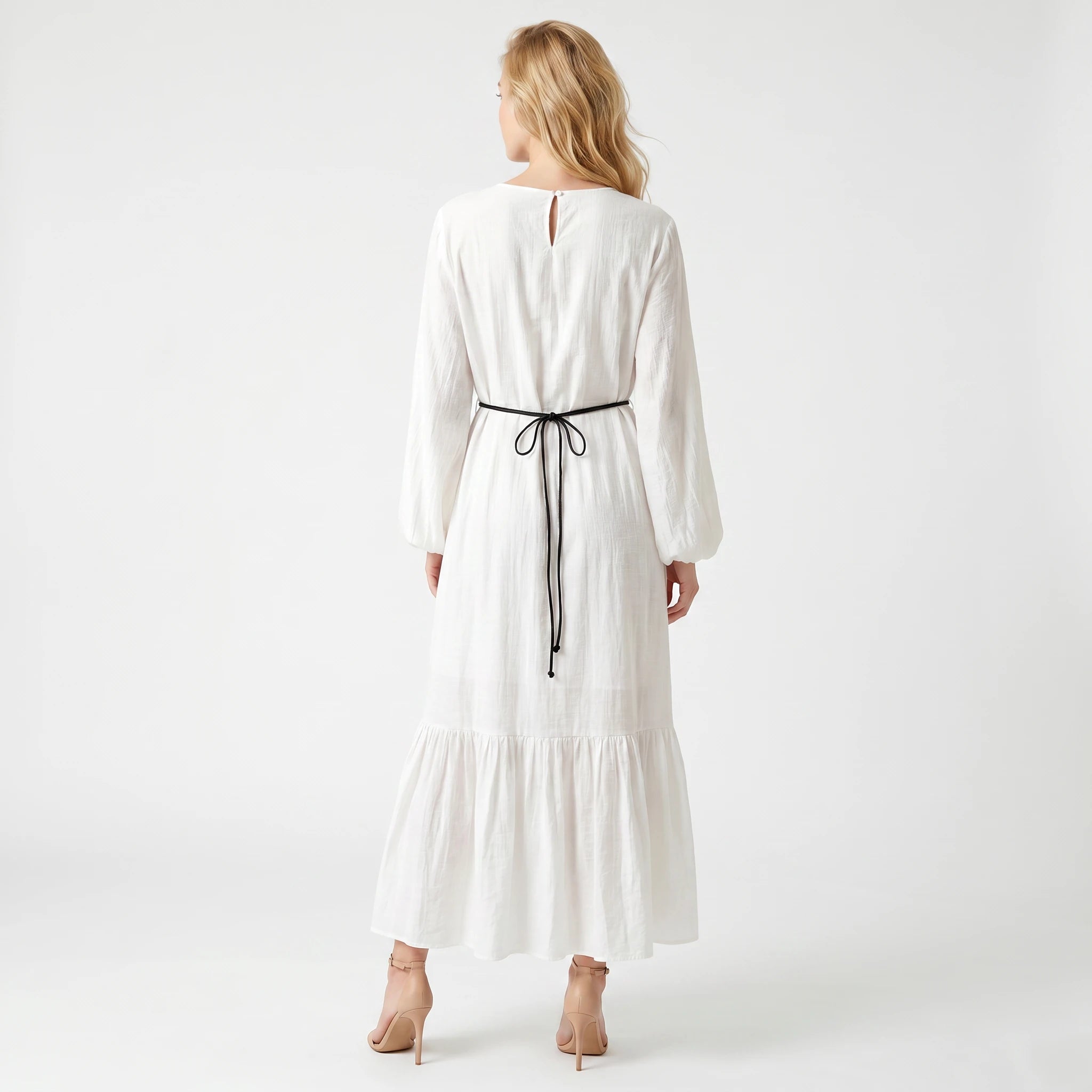 Belted White Shirt Dress WHD0605189-S-260128