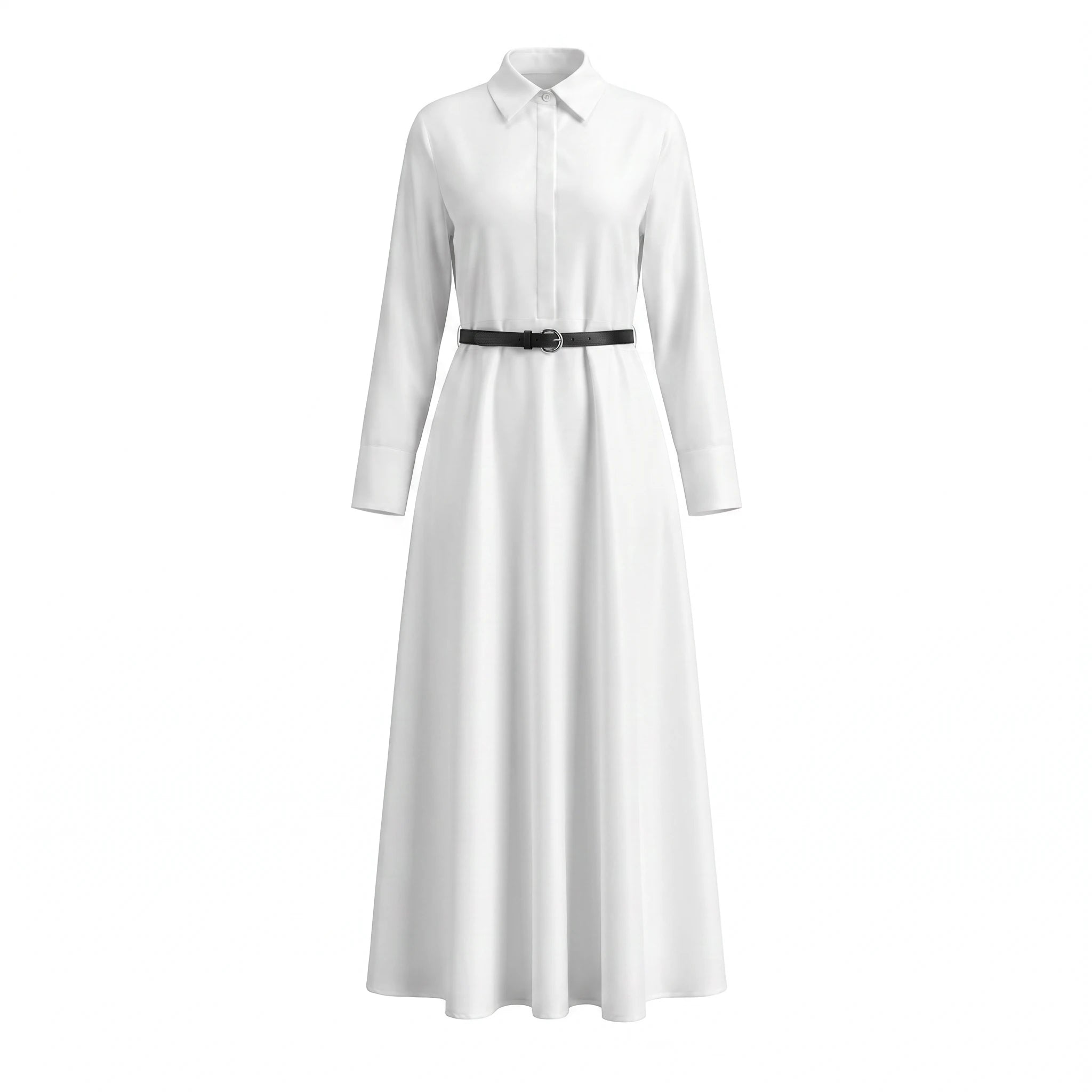 Belted White Shirt Dress WHD0605190-S-260127