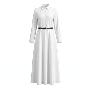 Belted White Shirt Dress WHD0605190-S-260127