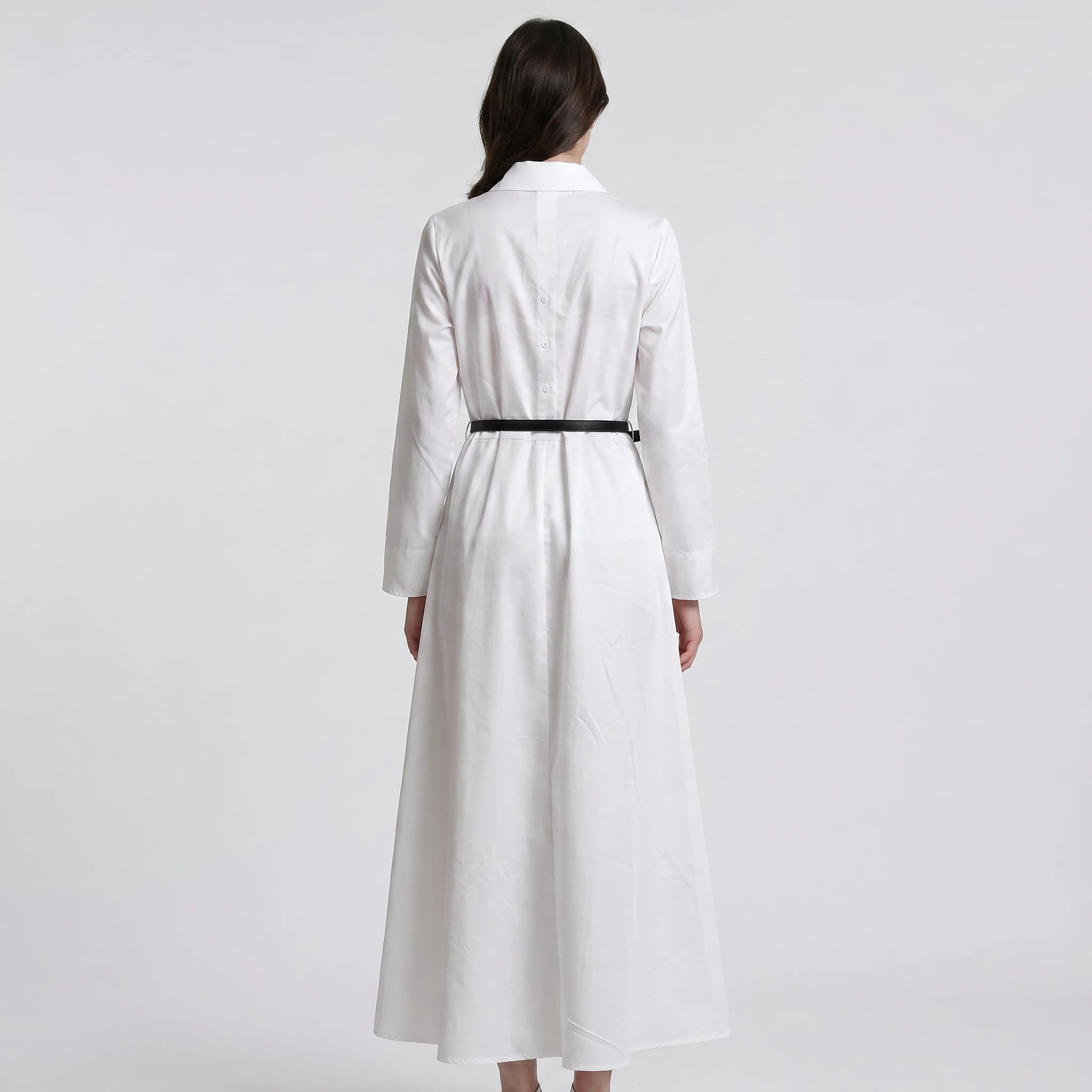 Belted White Shirt Dress WHD0605190-S-260127