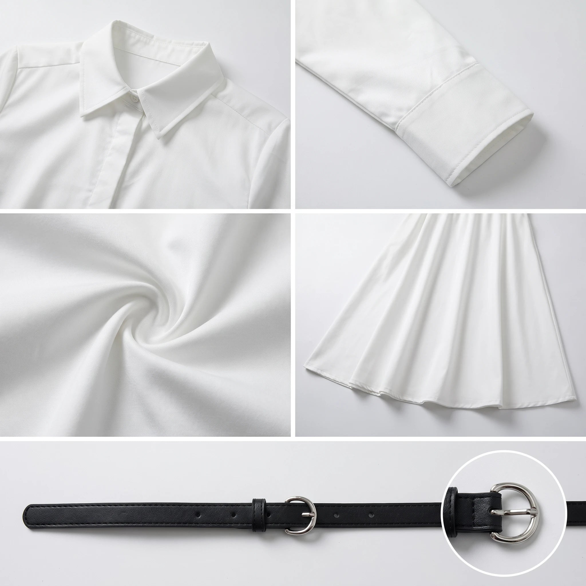 Belted White Shirt Dress WHD0605190-S-260127