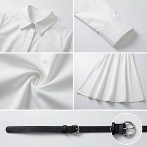 Belted White Shirt Dress WHD0605190-S-260127