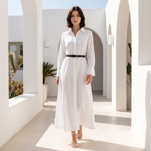 Belted White Shirt Dress WHD0605190-S-260127