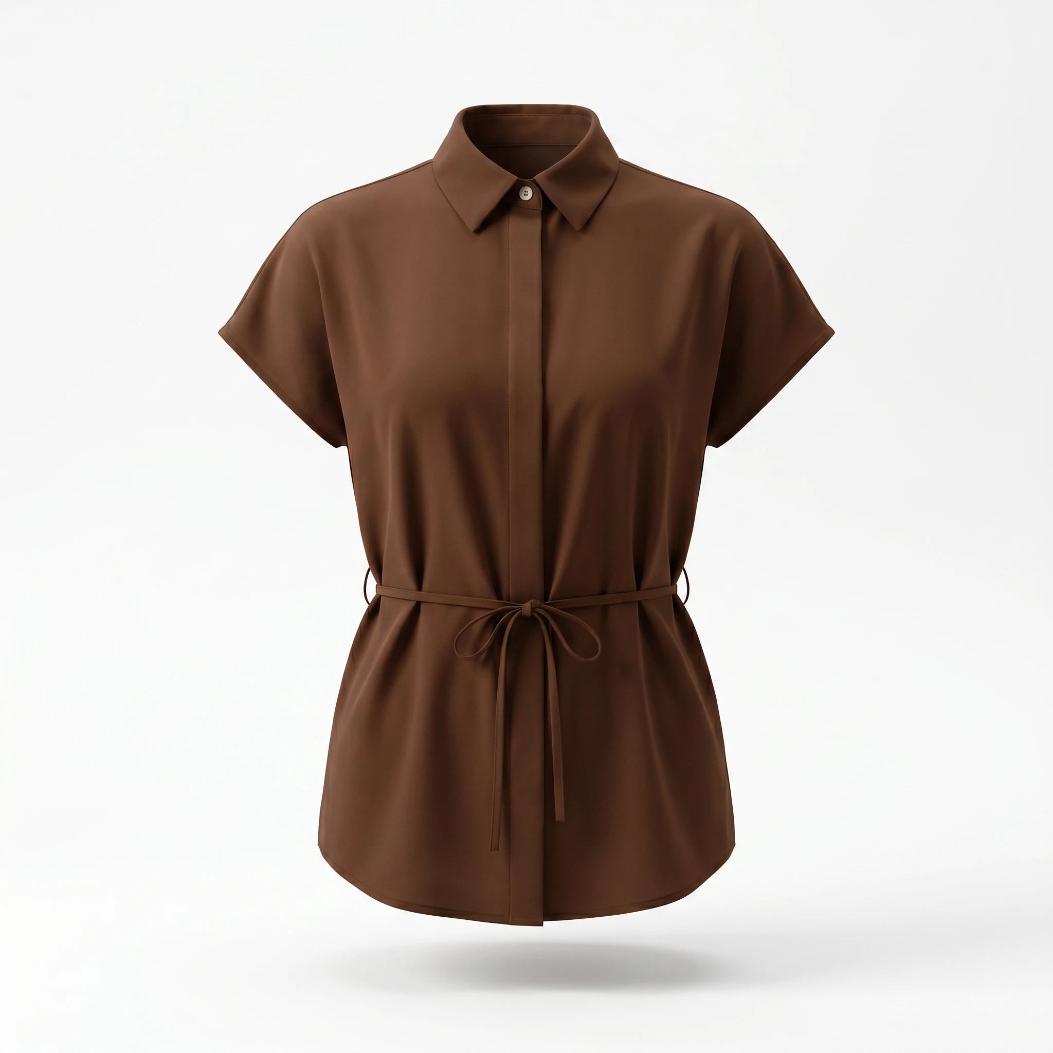 Belted Short Sleeve Shirt Top WHD0605192-S-2601220