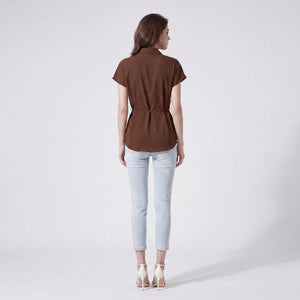 Belted Short Sleeve Shirt Top WHD0605192-S-2601220