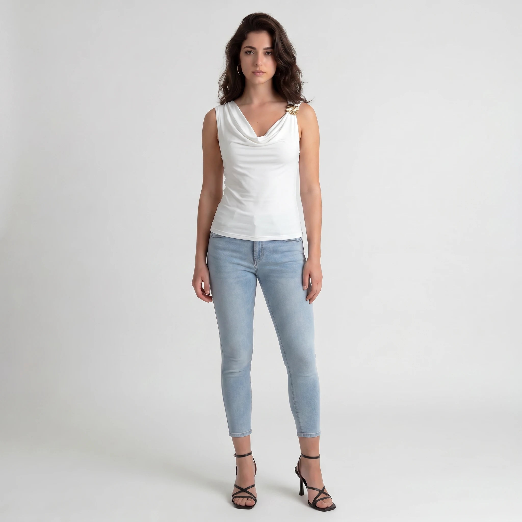 Draped Flower Detail Top WHD0605202-S-2512120