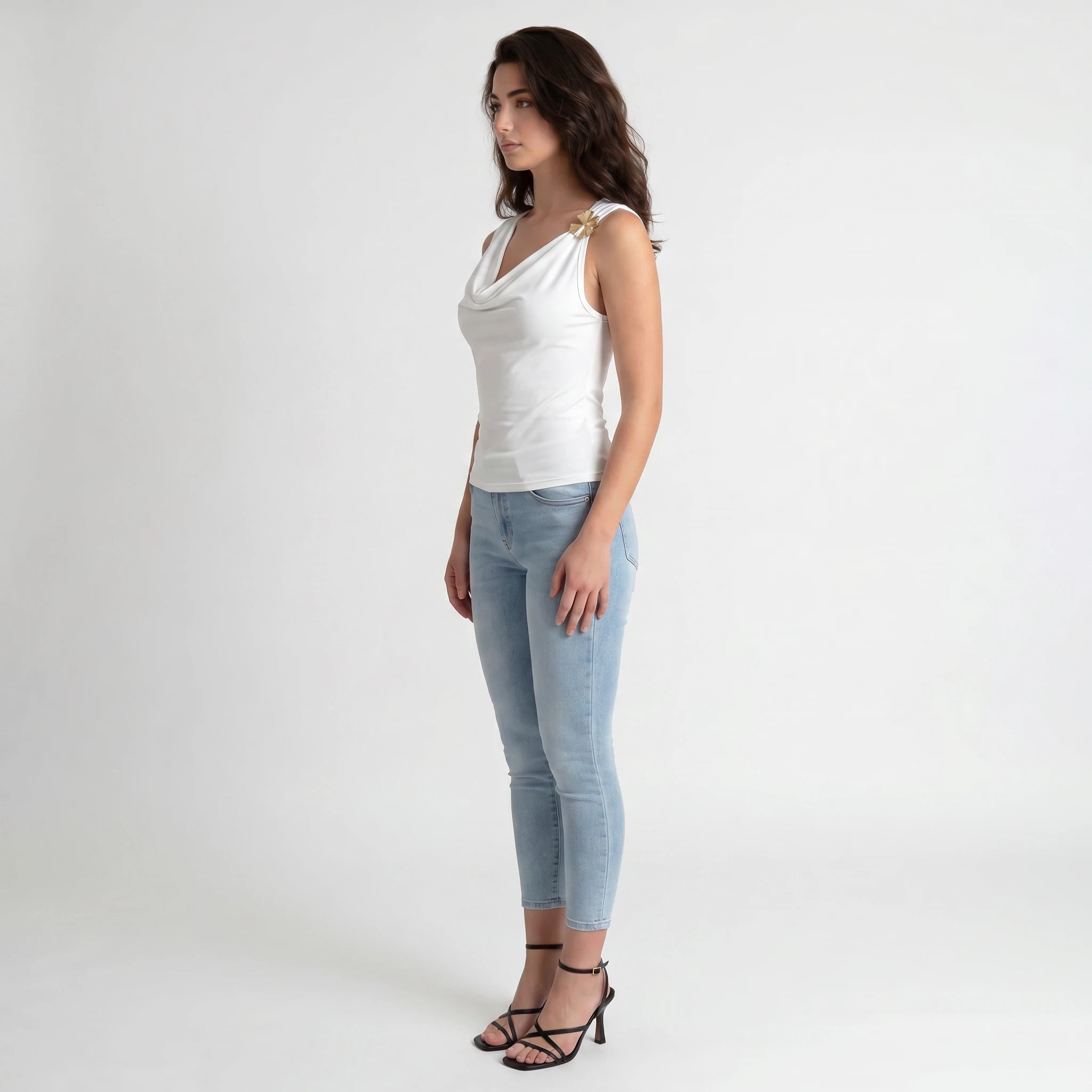 Draped Flower Detail Top WHD0605202-S-2512120