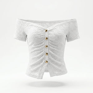 White Lace Off-Shoulder Top WHD0605204-S-260106