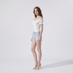 White Lace Off-Shoulder Top WHD0605204-S-260106