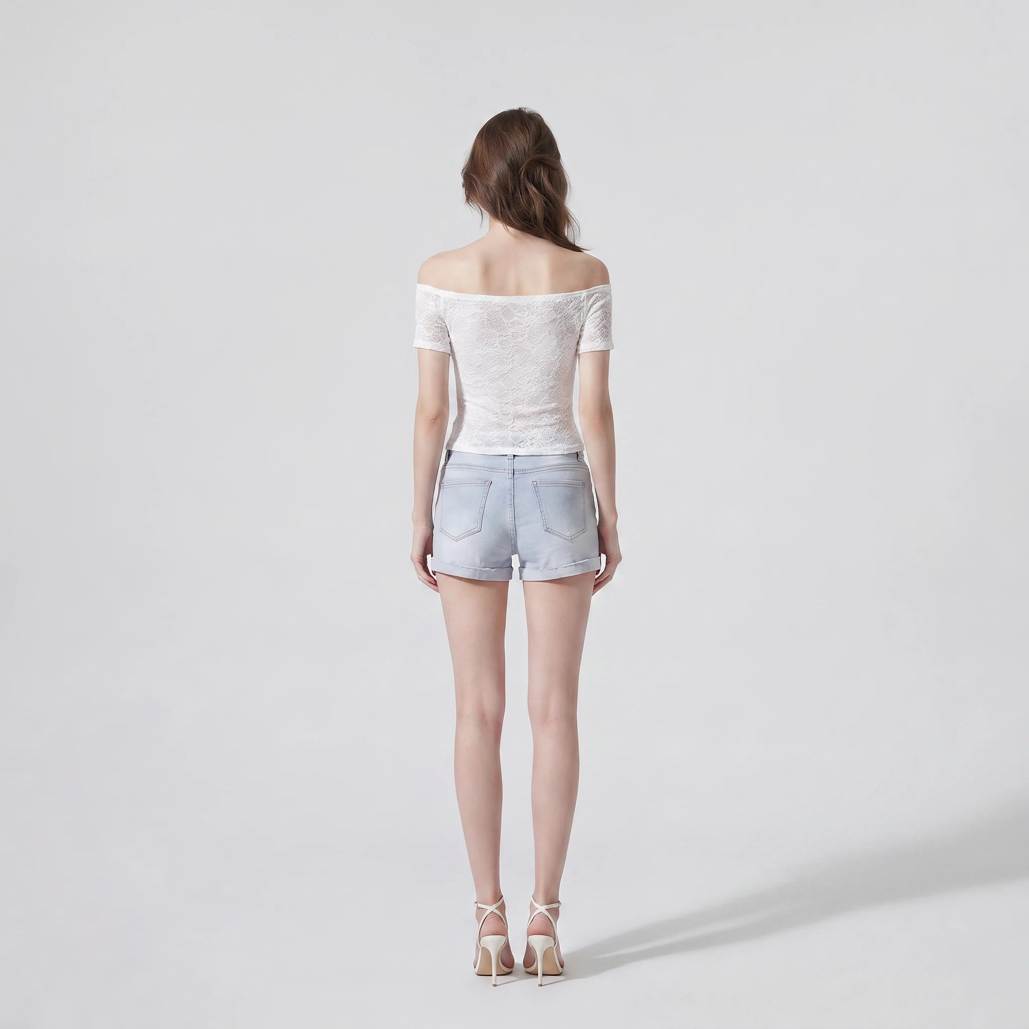 White Lace Off-Shoulder Top WHD0605204-S-260106