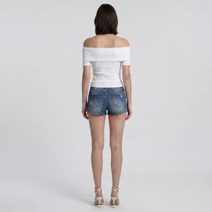 White Floral Off-Shoulder Top WHD0605205-S-2503227